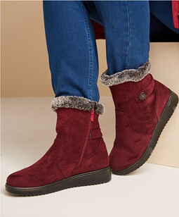 Wide Fit Thermal Lined Mock Suede Boots - LJ885
